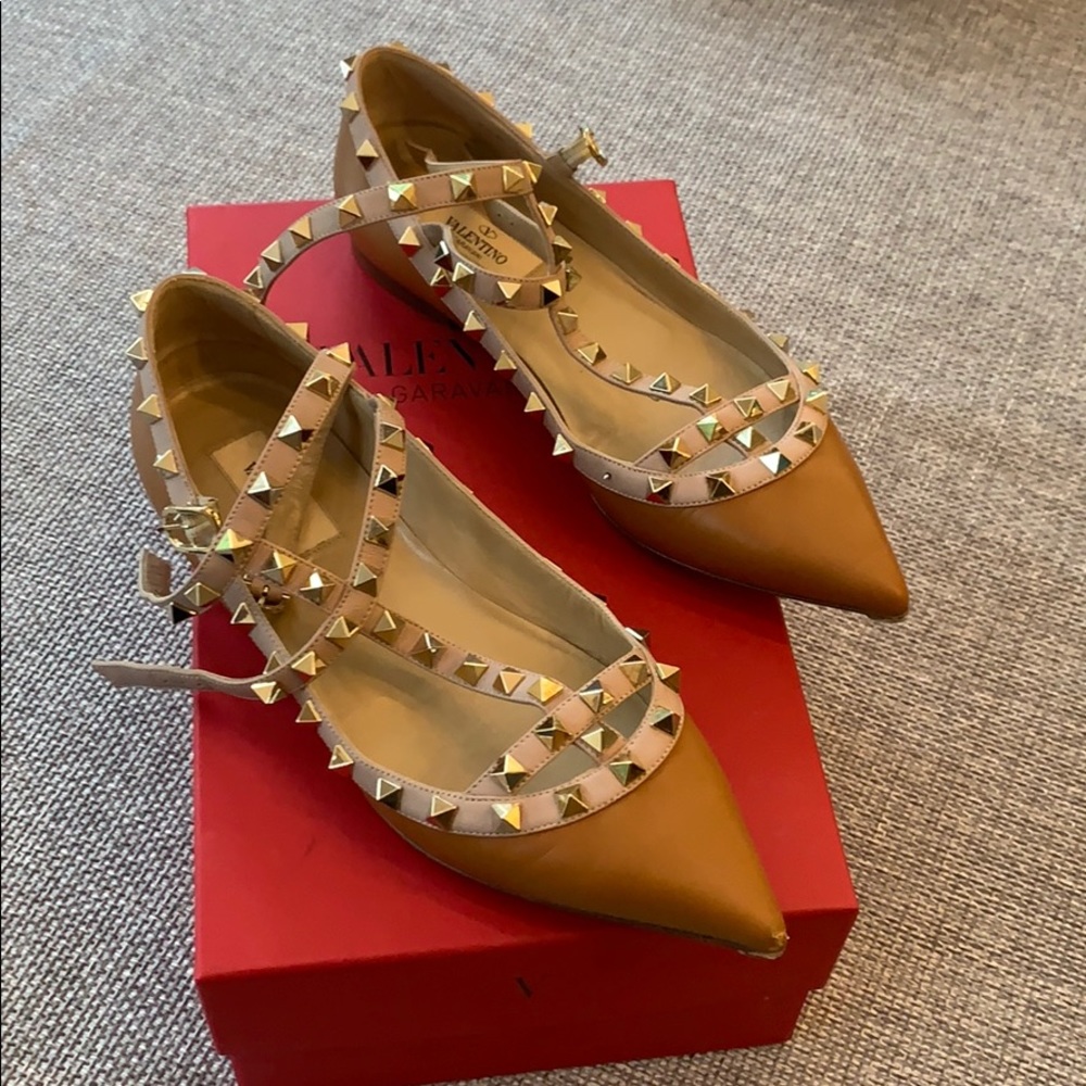 Valentino Studded Flats with straps in size 8US